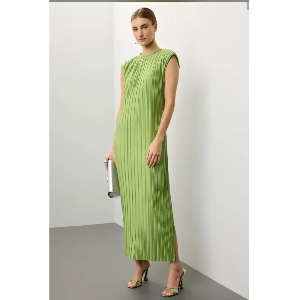 Atlein x RTR dress green plisse womens size‎ 4 *needs repair*